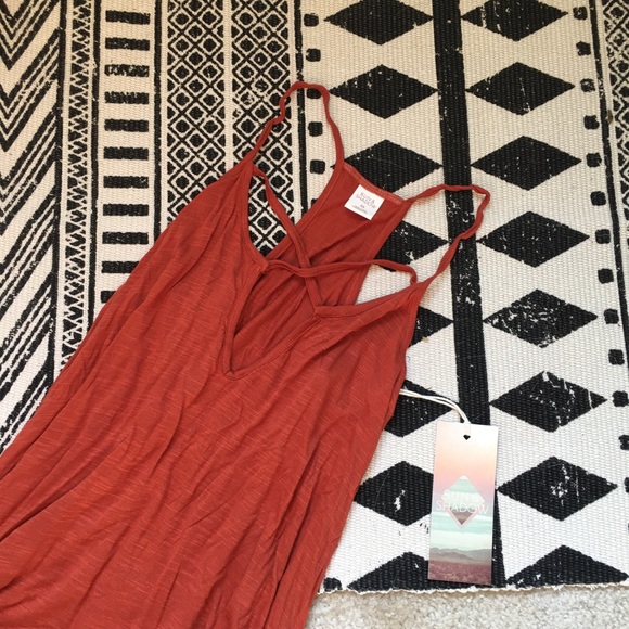 Lace Up Racerback Tank, Rust Orange - Picture 7 of 7